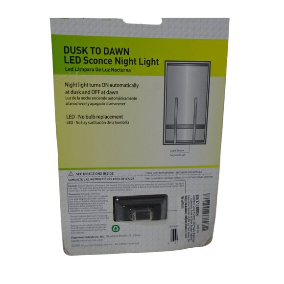 LED Sconce Night Light Dusk to Dawn Antique Brass Finish 3632 - Picture 2 of 3